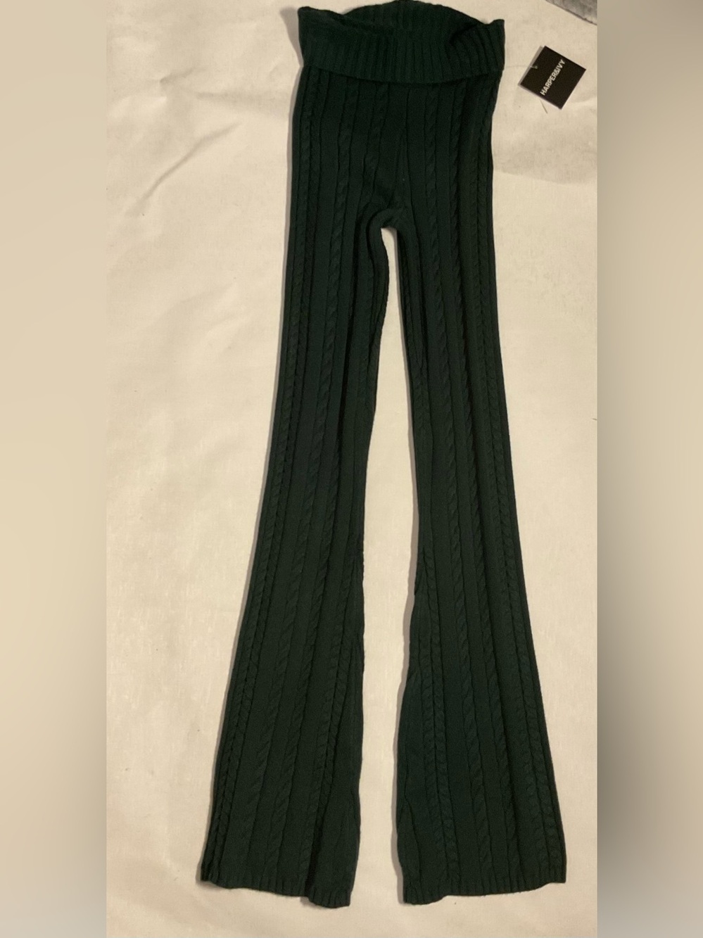 Kids Cable Knit Leggings - Dark Green